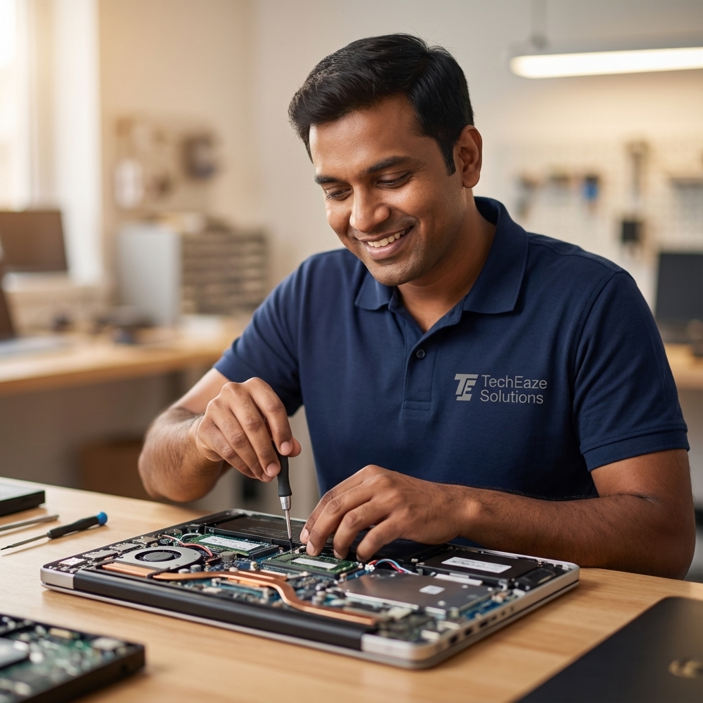 IT technician working on computer